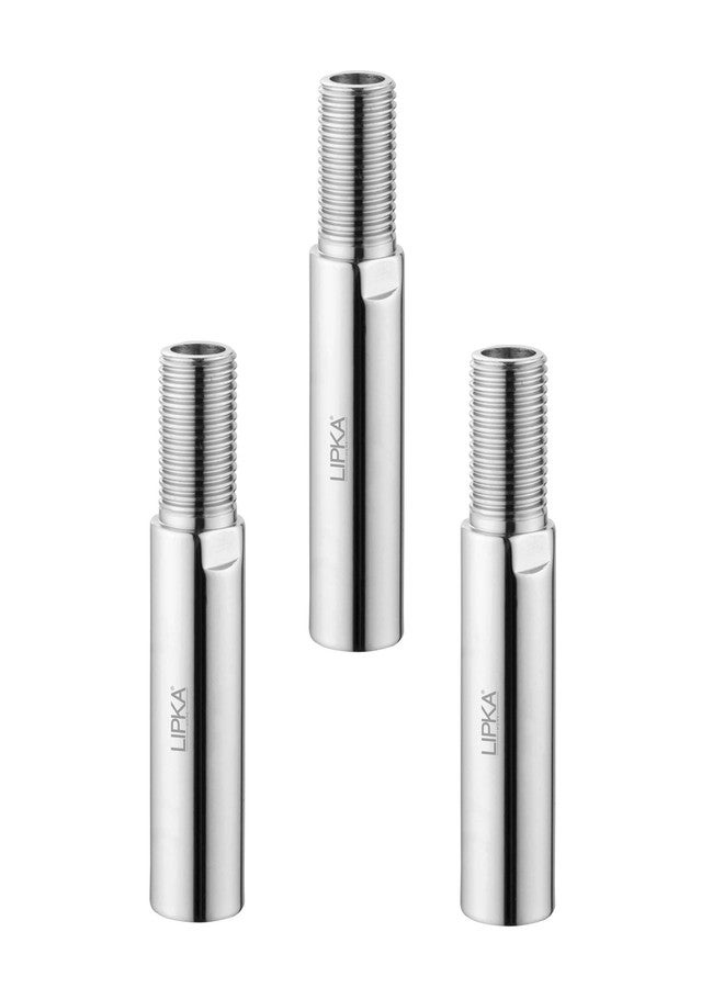 LIPKA Pack of 3 Full Brass Extension Nipple (4 inches) for Pipe Fittings | Chrome Finish - Image 1